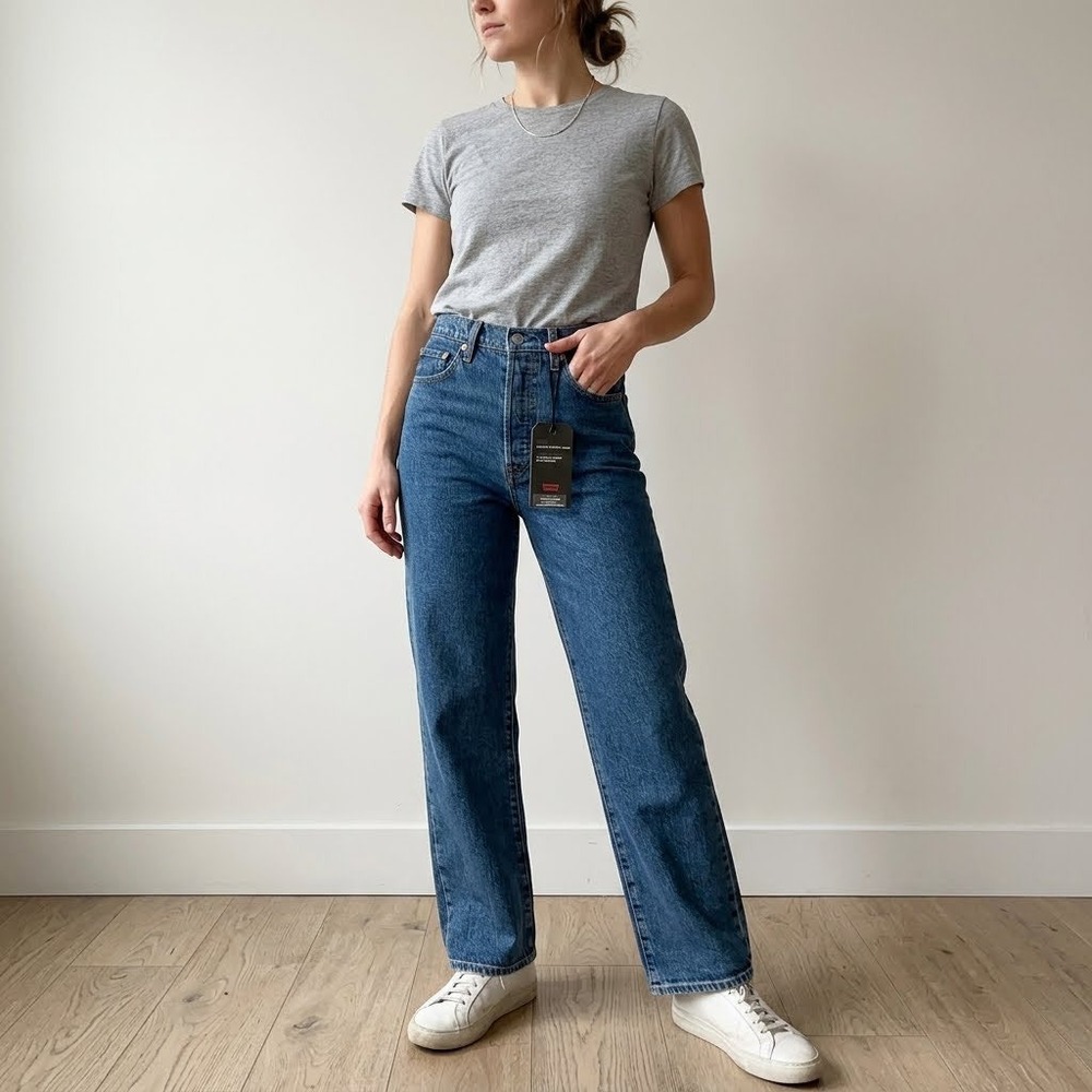NWT Levi's Ribcage Straight Ankle Jeans - In Rare Georgie Wash - Size W28 L27